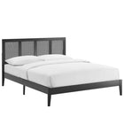 Modway Sirocco Rattan and Wood Queen Platform Bed - Black-Assembly Required