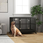 PawHut 49" Heavy Duty Steel Kennel Pet Cage - Black-Unique design, the gap between the bottom slats: 0.8"(2 cm), better care of the dog's paws to prevent pinching 