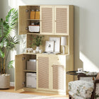 HOMCOM 71" H Kitchen Pantry Cabinet with Open Countertop Hutch - Natural Wood-2 spacious 2-door cabinets and 2 single-door cabinets for larger items 