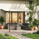 Outsunny 11.5 ft W x 8.2 ft L Outdoor Pergola - Lean to Pergola - Cream White-The 180g polyester canopy with UPF 30 protects you from harmful UV rays