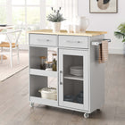 Modway Culinary Kitchen Cart With Towel Bar - Light Grey Natural-Particleboard and Paper Laminate