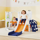 Qaba 6-in-1 Kids Slide and Swing Set with Telescope, Basketball Hoop and Climber - Orange-Slide features distinct areas for safe, enjoyable play 