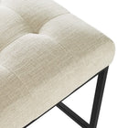 Modway Privy Black Stainless Steel Upholstered Fabric Counter Stool - Black Beige-Counter Stool Weight Capacity: 331 lb