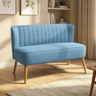 HOMCOM 46" Loveseat Sofa with Wood Legs - Blue-Deep foam padded seat cushion with spring pack inside to sink in comfortably