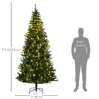 HOMCOM 7.5' Pre-Lit Artificial Christmas Tree with Warm White LEDs - Green-Controller included 