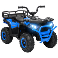 Qaba 12V Battery Powered Kids Electric Vehicle with 4 Spring Suspension Wheels - Blue-Four treaded wheels with suspension ensure smooth rides on varied terrains 