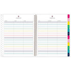 Emily Ley Simplified 2026-27 Navy Floral Teacher Weekly/Monthly Planner - 11" x 9" - English-Twin gold coil binding resists snagging and lays flat for ease of use.