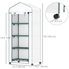 Outsunny 27" x 20" x 65" Portable Greenhouse with 4 Tier Shelves and Wheels - White- Spacious enough to accommodate a large number of plants and flowers
 