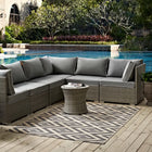 Modway Jagged Geometric Diamond Trellis Indoor/Outdoor Area Rug - 8 ft W x 10 ft L - Grey/Beige-Tight Low Pile Weave