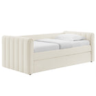 Modway Veyla Channel Tufted Boucle Twin Daybed with Trundle - Cloud-Twin Over Twin Layout