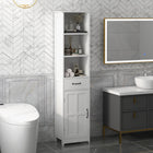 Kleankin Bathroom Linen Tower Cabinet with Three Open Shelves - White-Colour: White