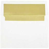 JAM Paper A8 Foil Lined Invitation Envelopes - 5.5" x 8.1" - White with Gold Foil - 50 Pack-Colour: White with Gold Foil Lining, Foil gives envelope natural looking shine
