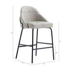 Manhattan Comfort Gracie 22" Modern Leatherette Upholstered Counter Stool - Stone and Black-Upholstered in Luxurious Leatherette with Fine Stitching 