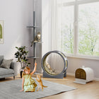 PawHut 36" Cat Wheel with Brake and Scratching Pads - Grey-Suitable for a cat under 11 lbs. 
