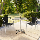 Flash Furniture 27.5'' Square Aluminum Indoor-Outdoor Table with 2 Black Rattan Chairs (TLH-ALUM-28SQ-020BKCHR2-GG)-27.50"W x 27.50"D x 27.50"H