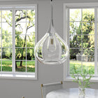 Hudson&Canal Ida 9.5" Wide Pendant with Glass Shade - Polished Nickel/Clear-Handcrafted polished nickel finish is applied to the gourd metal base