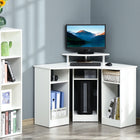 HOMCOM 35.5" L-Shaped Computer Desk with Monitor Stand and Open Shelves - White-Ample desktop space for writing, computer work and other home office activities