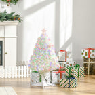 HOMCOM 2.5' Pre-Lit Artificial Tabletop Christmas Tree - White-Beautiful pre-set light patterns, flashing modes for creative holiday twinkling 
