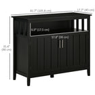 HOMCOM 41.75" L Sideboard Buffet Storage Cabinet - Black-This freestanding furniture features an anti-tipping design and can be fixed to the wall to prevent it from tipping over 