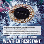 Bell+Howell Solar Outdoor Mosaic Decorative LED Pathway Disk Lights - Radiant Oak Brown - 4 Pack-Automatic on / off - turns on at sunset and off in the morning manual off switch on the underside for control anytime
