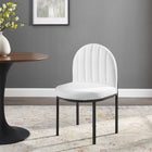 Modway Isla Channel Tufted Upholstered Fabric Dining Side Chair - Black/White-Matte Black Stainless Steel Base