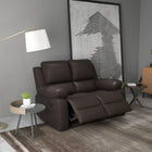 HOMCOM Double Seat PU Leather Reclining Sofa with Arms - Brown-Upright or 150° lying with footrest lifted, by pulling the side tab