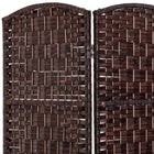 HOMCOM 3 Panels Hand-Woven Freestanding Room Divider for Home Office - Brown-Materials: Poplar Wood, Woven Wicker Paper
