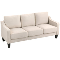 HOMCOM 3 Seater Linen Sofa Couch with Pocket Spring - Beige-Pocket spring padding for flexible, supportive seating