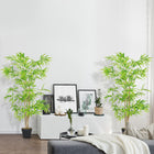 Outsunny 5' Artificial Bamboo Tree in Pot - Green - 2 Pack-Bamboo plant design, with six branches and 644 leaves for a complete look 