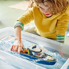 LEGO City Police Boat Chase Building Toy-Features and functions - Kids can seat 2 officer minifigures in the police boat’s cockpit, lock the crook in its cell and float both the crook’s getaway dinghy and police boat for exciting water play