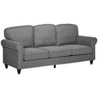 HOMCOM Modern 3-Seater Linen Sofa Couch with Rubberwood Legs - Grey-80.9" x 31.5", spacious enough for three people but great for limited spaces