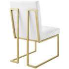 Modway Privy Gold Stainless Steel Upholstered Fabric Dining Accent Chair - Gold/White-Dense Foam Padding