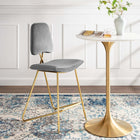 Modway Ponder Performance Velvet Bar Stool - Gray-Dense Foam Padding
