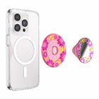 PopSockets PopGrip for MagSafe Round with Adapter Ring - Pink Relief-Functions as a convenient stand so you can watch videos on the fly