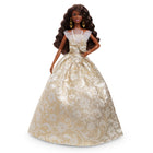 Mattel ​Barbie Signature 2025 Holiday Barbie Doll - Black Hair with Silver & Gold Gown-Her silver and gold gown with detailed damask print sparkles and shines through the packaging!