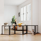 PawHut Wooden Freestanding Pet Gate with 6 Panels and 2 Support Feet - Black-2 Support feet to ensure superior stability 