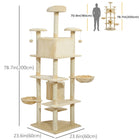 PawHut 79" Large Cat Tree Tower with Scratching Posts and Hammock - Beige-Sisal posts for scratching and clawing			 