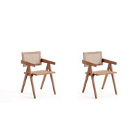 Manhattan Comfort Hamlet 19.67" Industry Chic Dining Arm Chair - Nature - Set of 2-Modern - Industry Chic Cane Dining Chair Perfect for Dining Room Use. Set of 2