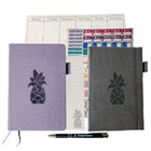 Wamaco Pineapple Passionate Planner Collection - Purple Planner, Grey Journal, Stickers, Notepad, Weekly Deskpad, Pen-Versatile – This Complete planning collection comes with a 13 Month Undated Planner that allows you to pick up where you left off and a journal to make sure you don’t miss a thought or a note.