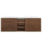 Modway Render 62" Wall-Mount Double Sink Bathroom Vanity - Walnut/White-8