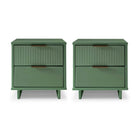 Manhattan Comfort Granville 18.11" Modern 2-Drawer Nightstand 2-Piece Set - Sage Green-Modern-Contemporary with a taste of Glam - Nightstand for Bedroom and Living Room Use. Set of 2