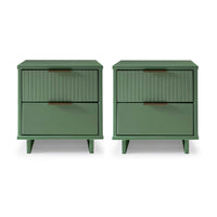 Manhattan Comfort Granville 18.11" Modern 2-Drawer Nightstand 2-Piece Set - Sage Green-Modern-Contemporary with a taste of Glam - Nightstand for Bedroom and Living Room Use. Set of 2