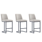 Manhattan Comfort Serena 17.71" Modern Leatherette Upholstered Counter Stool - Light Grey - 3 Pack-Modern Counter Stool with Backrest Perfect for Bar and Kitchen Use - Set of 3