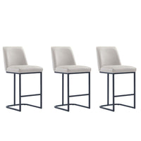 Manhattan Comfort Serena 17.71" Modern Leatherette Upholstered Counter Stool - Light Grey - 3 Pack-Modern Counter Stool with Backrest Perfect for Bar and Kitchen Use - Set of 3