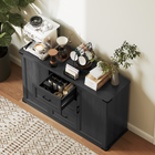 HOMCOM 47" Modern Sideboard Buffet Cabinet with Drawers & Storage Doors - Black Wood Grain-Smooth metal slides and adjustable hinges ensure convenient daily use