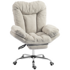 HOMCOM Criss Cross Office Chair with Footrest and Wide Seat - Light Grey-Extra-wide seat provides ample room to comfortably cross your legs, twist, or curl up,