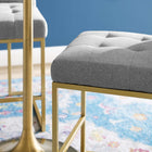 Modway Privy Upholstered Fabric Counter Stool - Gold Light Gray - Set of 2-Gold Stainless Steel Geometric Base