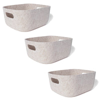 My Home My Living Strong Felt Oval Basket 3-Piece Set - 12.5"L x 9.5"W x 5.75"H - Cream-Dimensions: 12.5" W x 9.5" D x 5.75"H