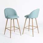 Homy Casa 26'' Counter Height Bar Stools with Blue Upholstered Fabric Seat - 2 Pack-Comfortable Design: Ergonomically curved backrest and cushioned seat for optimal comfort.