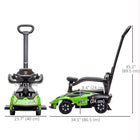Aosom 3-in-1 Lamborghini Kids Ride-On Push Car - Green-Comes with a spacious storage space located under the car's seat 